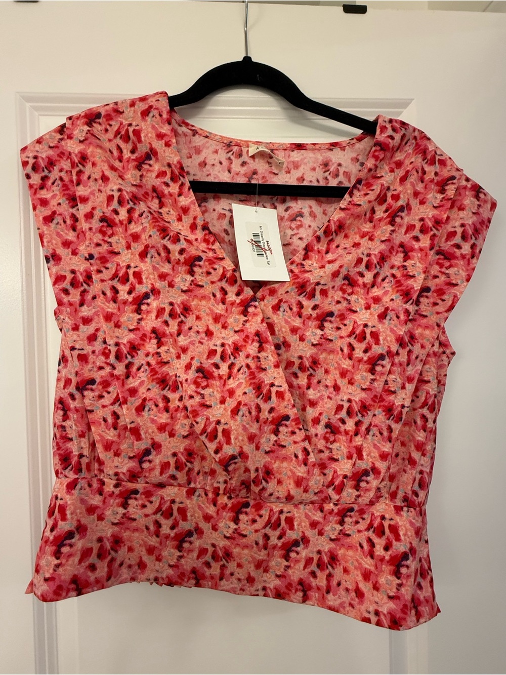 Kori Pink Floral Print V-Neck Blouse